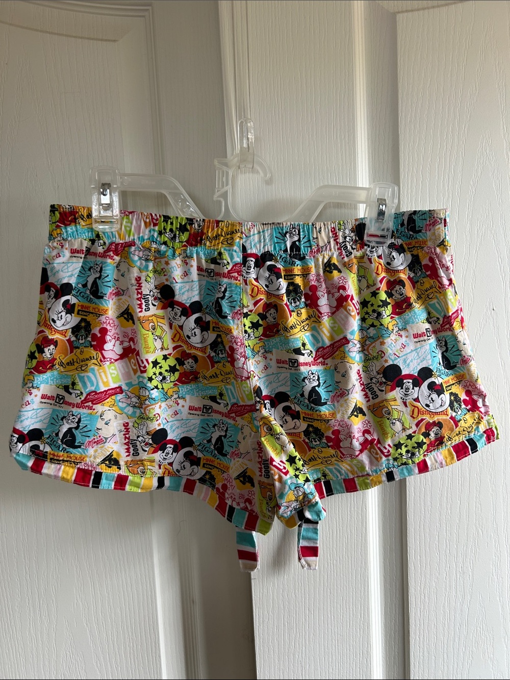 Official Disney Multicolor Striped Drawstring Mickey Lounge Shorts - Picture 5 of 6